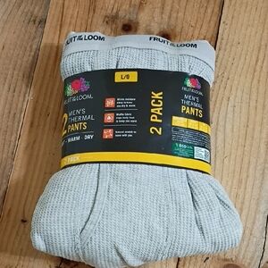 Fruit of the Loom 2 PK Gray Thermal Knit Long John Pants Size L NWT